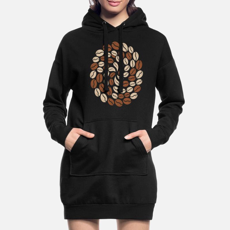 Coffee Bean Pattern Circle Lover Hoodie Dress