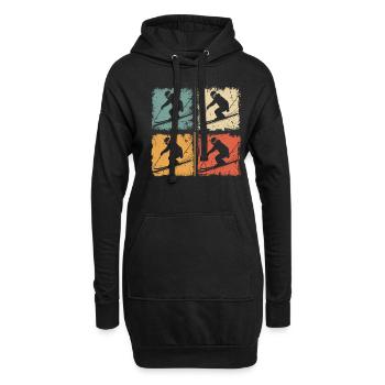 Vintage Skier Hiver Fun Ski Alpin Graphique - Sweat-shirt à capuche long Femme - noir - Devant