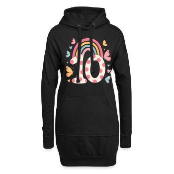Papillon arc-en-ciel 10e anniversaire fille - Sweat-shirt à capuche long Femme - noir - Devant