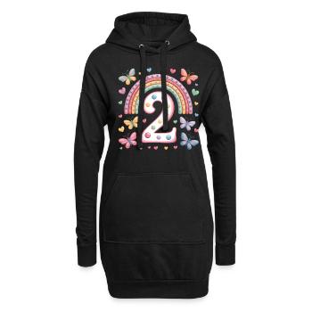 Papillon arc-en-ciel 2e anniversaire fille - Sweat-shirt à capuche long Femme - noir - Devant