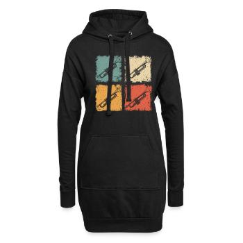Vintage Trompete Jazz Trompeter Grafik - Hoodie-Kleid - Schwarz - Vorne