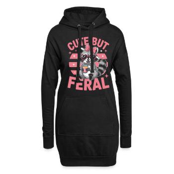 Waschbär Süß Aber Wild Herzbrille - Hoodie-Kleid - Schwarz - Vorne