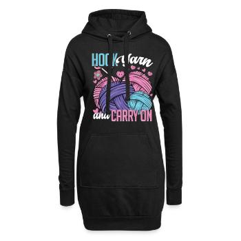 Häkeln Stricken - Hoodie-Kleid - Schwarz - Vorne