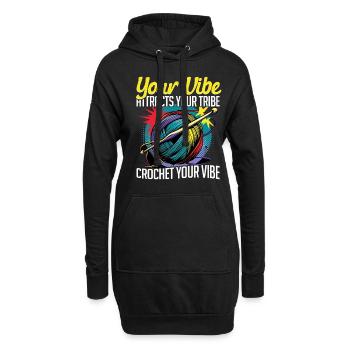 Häkeln Stricken crochet your vibe - Hoodie-Kleid - Schwarz - Vorne