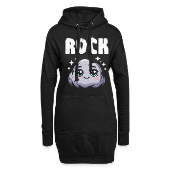 Schere Stein Papier Gruppen Schulspiel Stein Figur - Hoodie-Kleid - Schwarz - Vorne