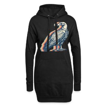 Geier Vogel Retro Line Art - Hoodie-Kleid - Schwarz - Vorne