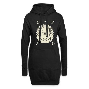 Friedlicher Igel beim Musikhören - Hoodie-Kleid - Schwarz - Vorne