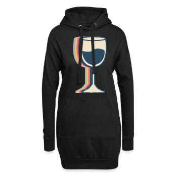 Weintrinkender Trinker Retro Line Art - Hoodie-Kleid - Schwarz - Vorne
