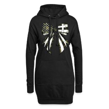 Coquette Bow Cross Faith Camouflage Drapeau US - Sweat-shirt à capuche long Femme - noir - Devant