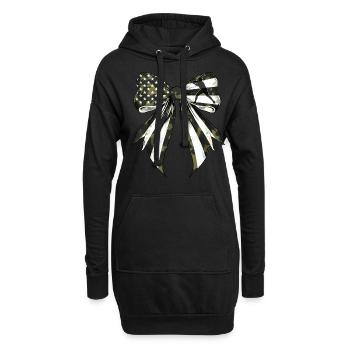 Coquette Bow Baseball Spieler Tarnfarbe US Flagge - Hoodie-Kleid - Schwarz - Vorne