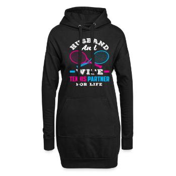 Mari et femme Partenaire de tennis pour la vie - Sweat-shirt à capuche long Femme - noir - Devant