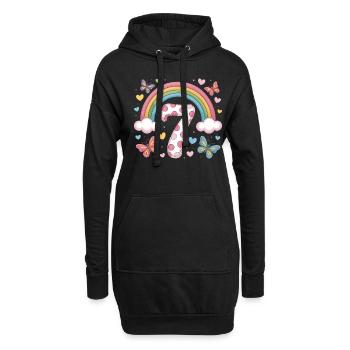Papillon arc-en-ciel 7e anniversaire fille - Sweat-shirt à capuche long Femme - noir - Devant