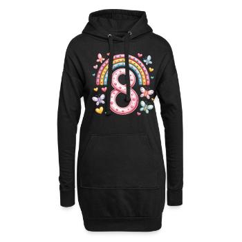 Papillon arc-en-ciel 8e anniversaire fille - Sweat-shirt à capuche long Femme - noir - Devant