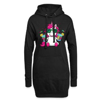 Einhorn Cocktail Saufen Party Feiern Urlaub JGA - Hoodie-Kleid - Schwarz - Vorne