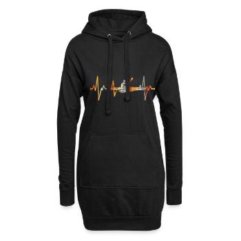 Vintage Herzschlag Kajak - Hoodie-Kleid - Schwarz - Vorne