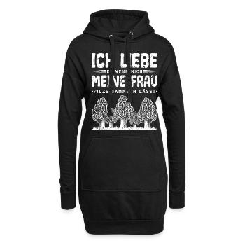 Pilzsammler Spruch Lustig Pilz - Hoodie-Kleid - Schwarz - Vorne