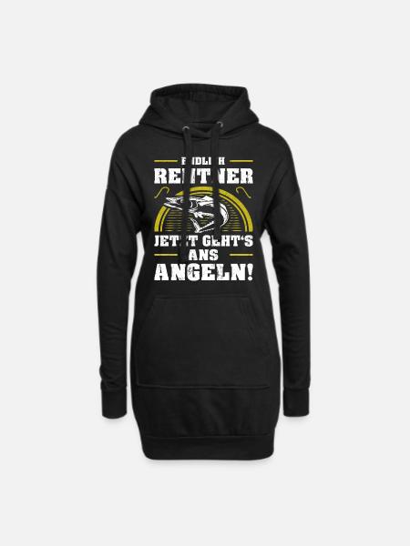 Endlich Rentner Pensionierung Rente Angler Angeln - Hoodie-Kleid - Schwarz