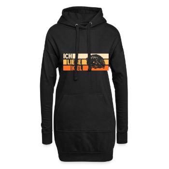 Tiermotiv Igel - Hoodie-Kleid - Schwarz - Vorne