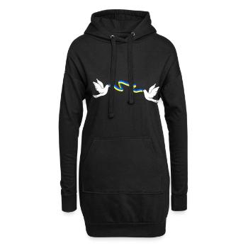 Dove Ribbon Ukraine Two Dove Biting Ukraine Flag - Hoodie-Kleid - Schwarz - Vorne