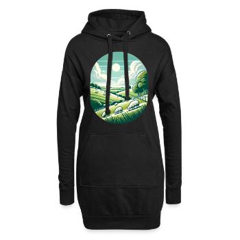 Yorkshire Countryside Scénographie - Sweat-shirt à capuche long Femme - noir - Devant