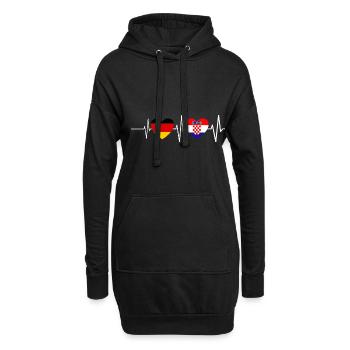 Kroate Herzschlag Deutschland Kroatien Geschenk - Hoodie-Kleid - Schwarz - Vorne