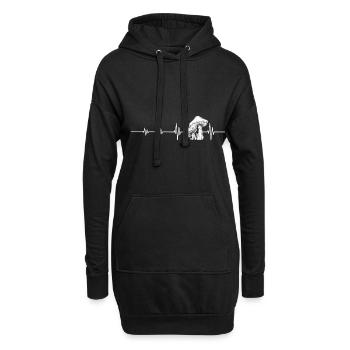 Pilz Herzschlag EKG Puls Heartbeat - Hoodie-Kleid - Schwarz - Vorne