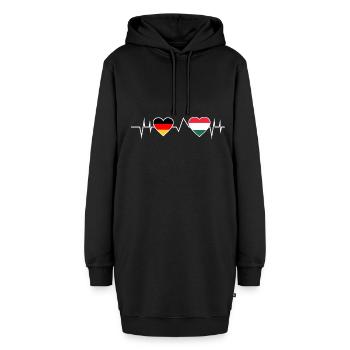 Ungare Deutscher Ungarn Herzschlag - Hoodie-Kleid - Schwarz - Vorne