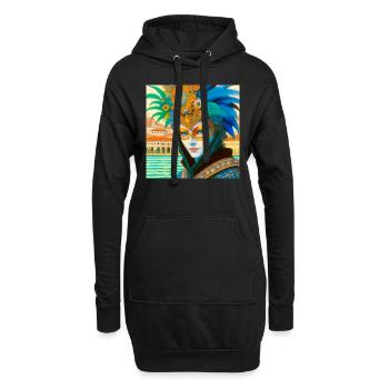 Fantastische Person mit Maske beim venezianischen Karneval - Hoodie-Kleid - Schwarz - Vorne