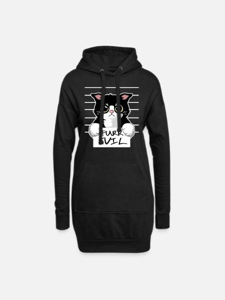 Purr Evil - The bad Kitten - Hoodie-kjole - sort
