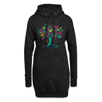 Schmetterling Baum Natur Raube Insekt - Hoodie-Kleid - Schwarz - Vorne