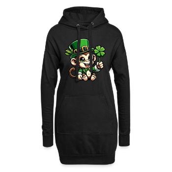 St. Patrick's Day Affe Schimpanse Kleeblatt Design - Hoodie-Kleid - Schwarz - Vorne