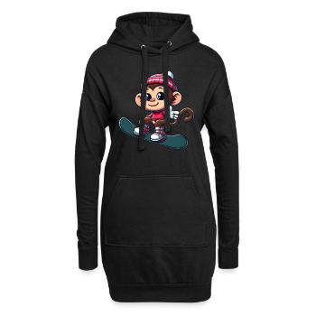 Monkey Snowboarder Winter Winter Sports Holiday Design - Hoodie Dress - black - Front