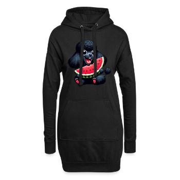 Pudel mit Wassermelone Sommerdesign - Hoodie-Kleid - Schwarz - Vorne