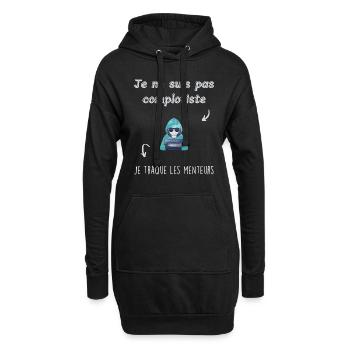 Je ne suis pas complotiste - Sweat-shirt à capuche long Femme - noir - Devant