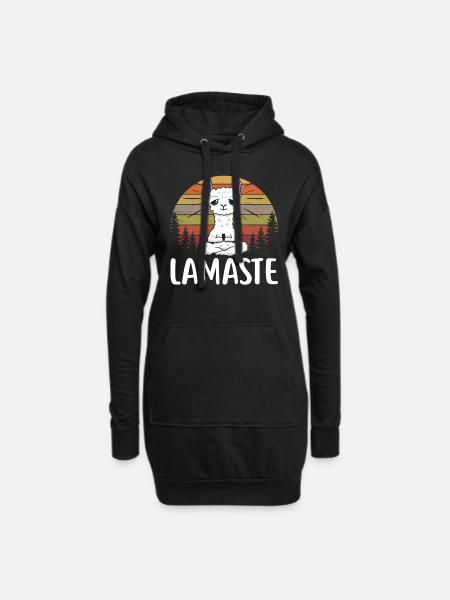 Lustiges Yoga Lama Alpaka Namaste Shirt Lamaste - Hoodie-Kleid - Schwarz