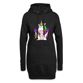 Einhorn die Mittelfinger Hoch lustiges Shirt - Sweat-shirt à capuche long Femme - noir - Devant