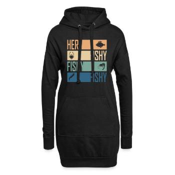 Hier Fisch Fisch Jagd Cool Fischer Retro - Hoodie-Kleid - Schwarz - Vorne
