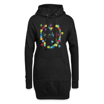 Autismus Retro - Hoodie-Kleid - Schwarz - Vorne