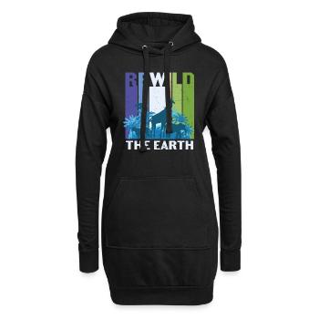 Rewild The Earth Wildlife Zitate - Hoodie-Kleid - Schwarz - Vorne