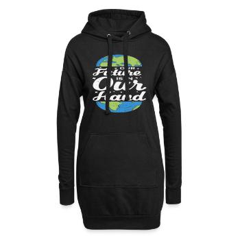 Unsere Zukunft liegt in unserer Hand, rettet die Erde - Hoodie-Kleid - Schwarz - Vorne