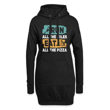 Run All The Miles Mangez toutes les pizzas Citations amusantes - Sweat-shirt à capuche long Femme - noir - Devant