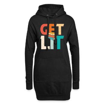 Erhalten Sie Lit Books- - Hoodie-Kleid - Schwarz - Vorne