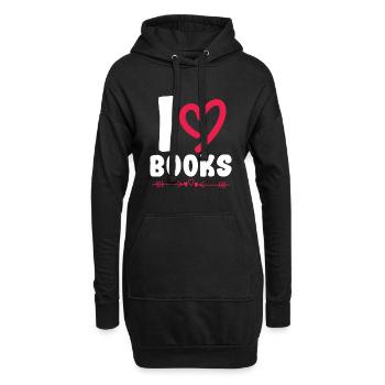 J’adore les livres - Sweat-shirt à capuche long Femme - noir - Devant