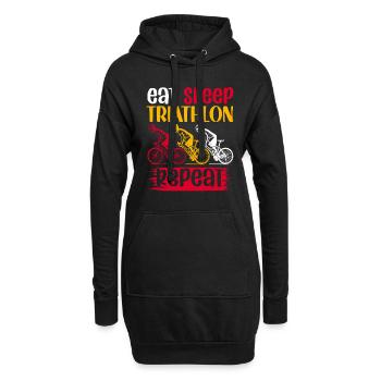 eat sleep thriathlon repeat - Hoodie-Kleid - Schwarz - Vorne