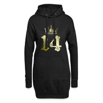 14 Zahl Krone - Hoodie-Kleid - Schwarz - Vorne