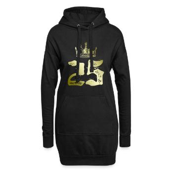 25 Zahl Krone - Hoodie-Kleid - Schwarz - Vorne