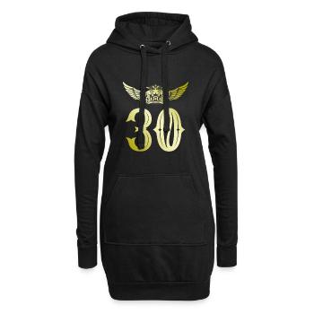 30 Zahl Krone - Hoodie-Kleid - Schwarz - Vorne