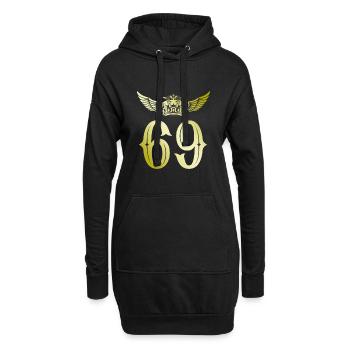 69 Zahl Krone - Hoodie-Kleid - Schwarz - Vorne