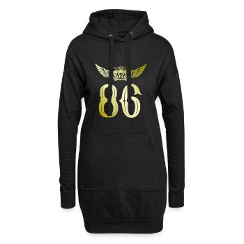 86 Zahl Krone - Hoodie-Kleid - Schwarz - Vorne
