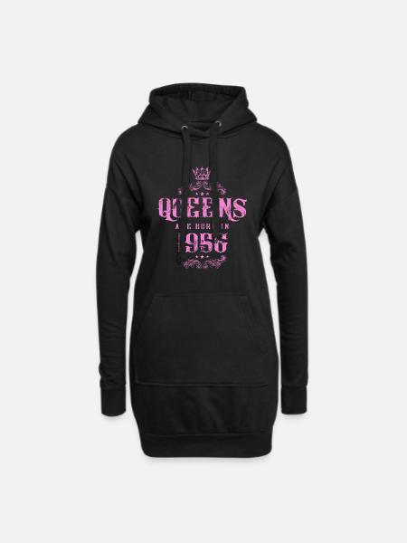 born in 1956 - Hoodie-Kleid - Schwarz